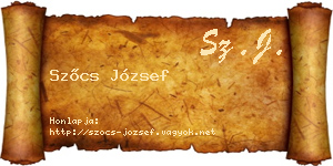Szőcs József névjegykártya